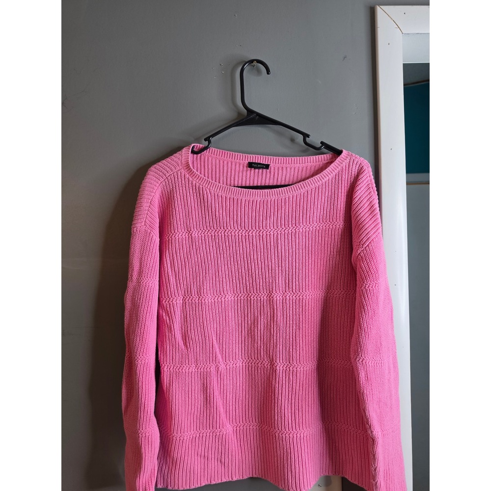 Talbots Pink Ribbed Knit Boat Neck Long Sleeve Sweater Size Medium